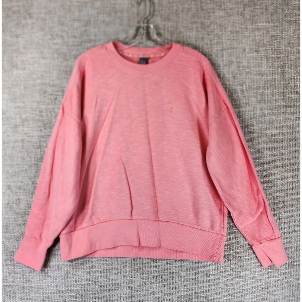 SWEATY BETTY Essentials Sweatshirt‎ Womens L Pink Crew Neck Cotton Athletic EUC